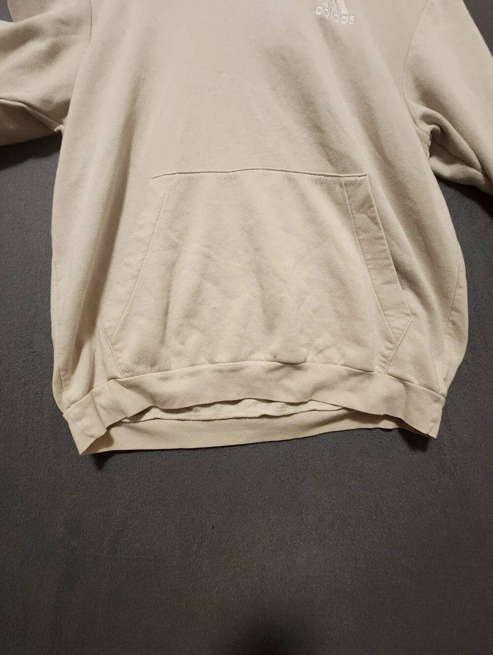 Adidas Hoodie Men XL Beige One Big Pocket Pullover